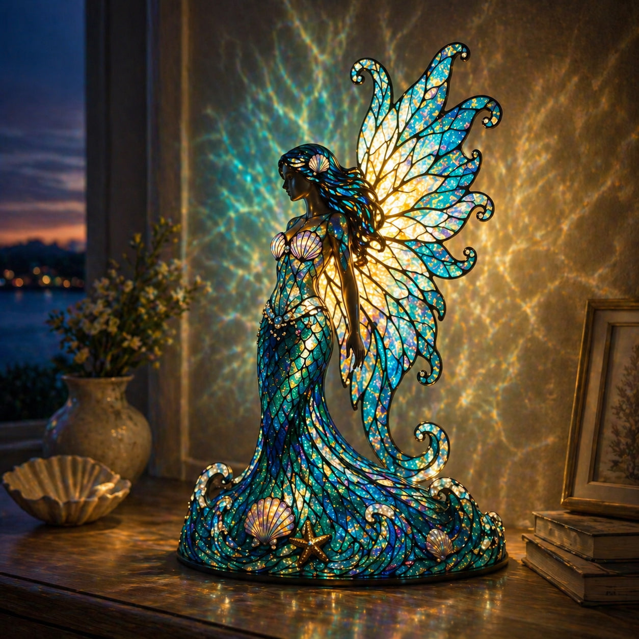 Stained Mermaid Lamp