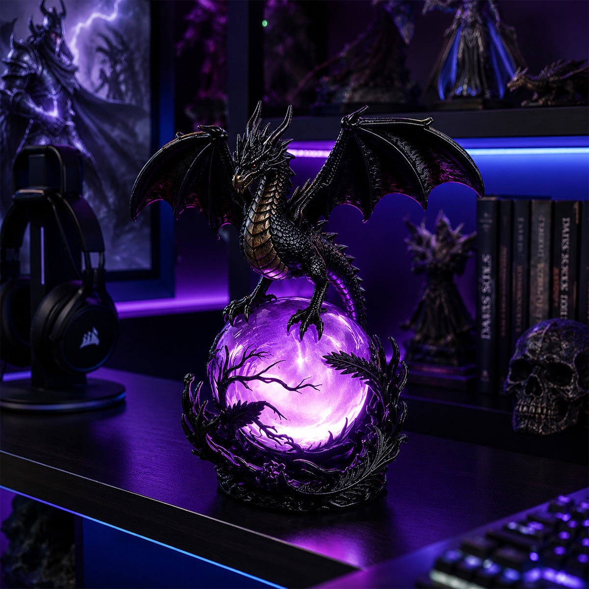 đŽGothic Dragon LED Crystal Ball Lamp for Dark Aesthetic Decor