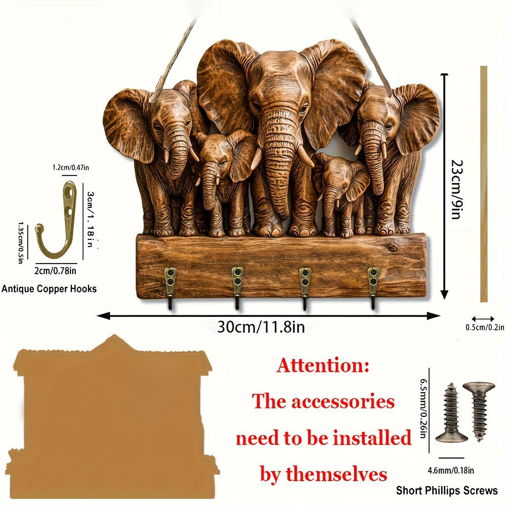 ๐ฎ Rustic Highland Cow Wooden Family Key Holder Hanging Ornament with 4 Hooks