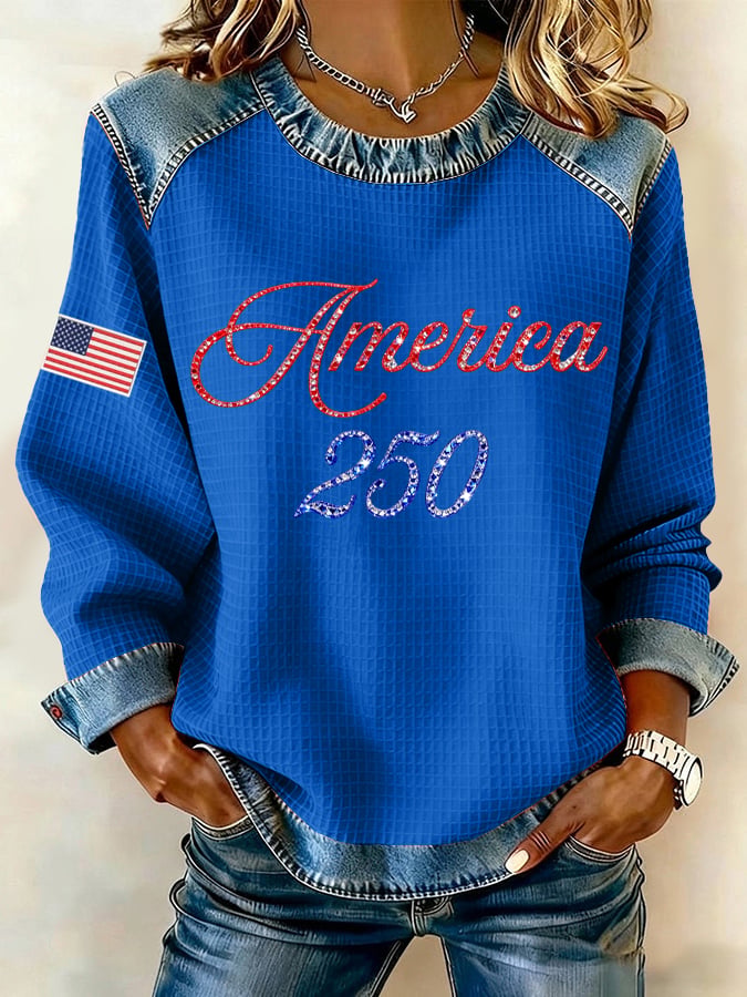 Women's 250th Anniversary Patchwork Casual Sweatshirt