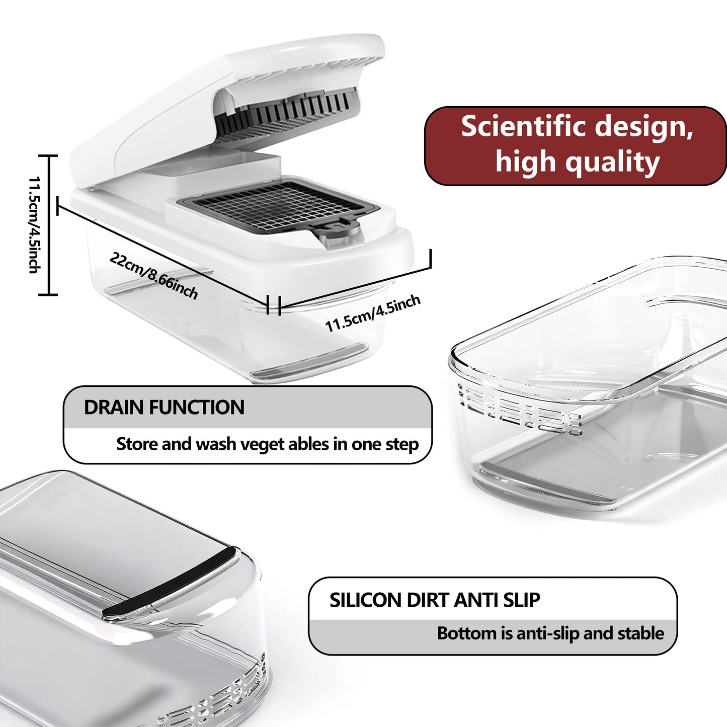 Professional Vegetable Chopper, 15-in-1 Multifunctional Food Chopper