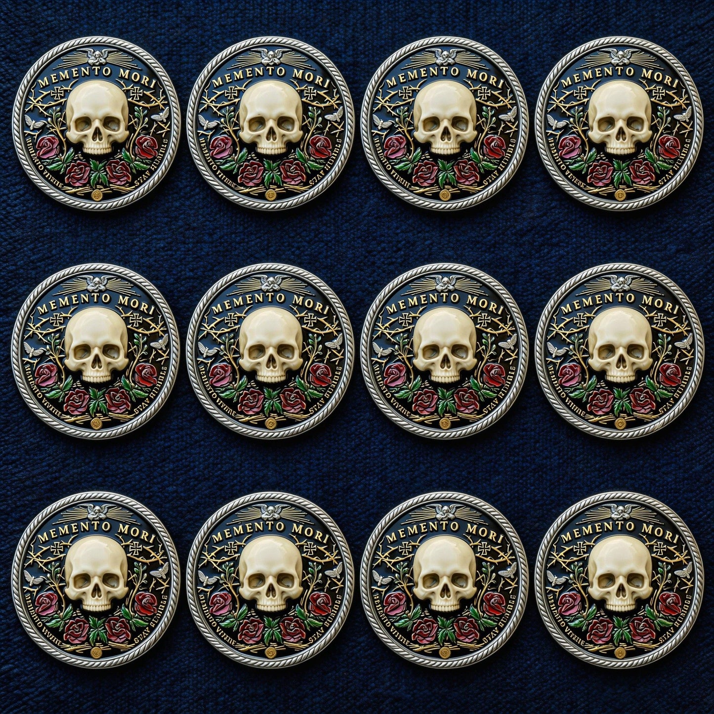 🌹💀Memento Mori Reflection 💎3D Carving Collector-Grade Coin