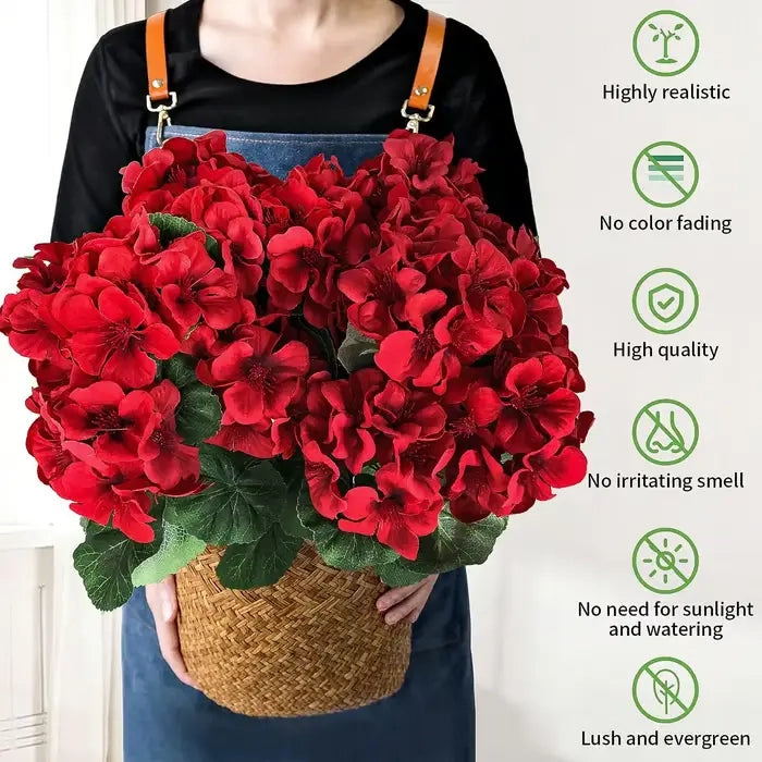 🌸 LAST DAY 50%OFF🌸 Bundles Artificial Geranium Flowers For Outdoors Geranium Flowers Outdoor Artificial Flowers UV Resistant Garden Plants Faux Flowers For Home Kitchen Table Centerpieces