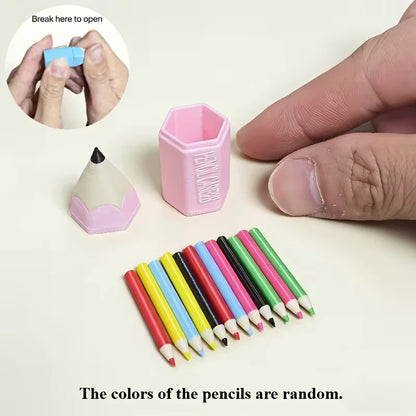 13-Piece Mini Colored Pencil Set for Dollhouses and DIY Miniature Scenes
