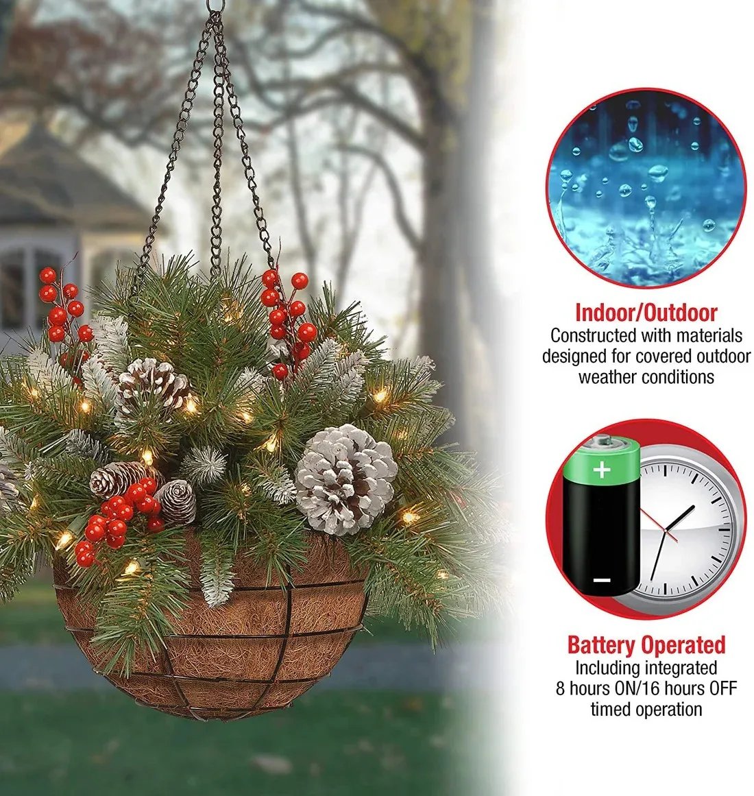 🎄Christmas Promotion 49% OFF🔥Pre-Lit Artificial Christmas Hanging Basket