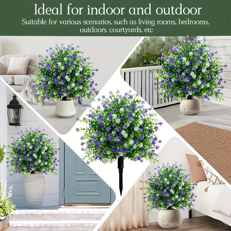 Artificial potted trees with ground stakes