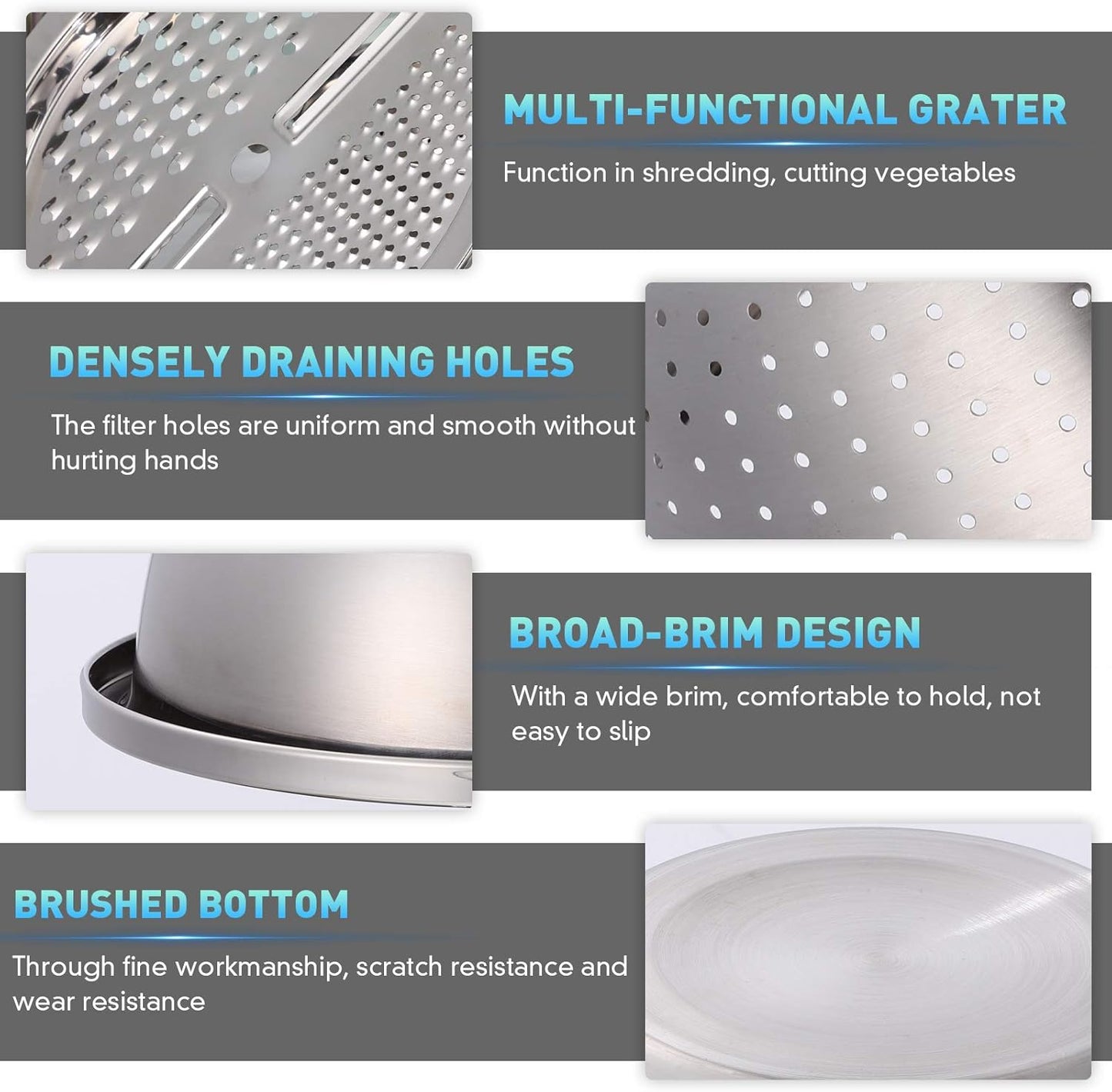 🍴 3-in-1 German-Design Grater Bowl - Grage, Slice, Rinse & Drain