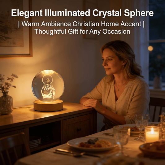 ✝️ Crystal Ball Night Light with Wooden Base
