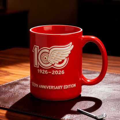 🏒Detroit Red Wings Hockey 100th Anniversary Mug(Luminousloft Handmade®) – BUY 2 SAVE $10 & VIP SHIPPING