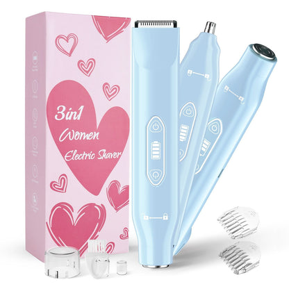 Electric Groin Hair Trimmer ,Nose Hair Trimmer, Dual Heads Waterproof Ball Pubic Shaver for Male and Female,Replaceable Ceramic Blade Heads, Wet/Dry Body Razor,Husband Gift