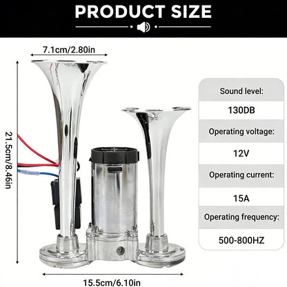 🔥LAST DAY 49% OFF - 🚗🔧2026 Upgraded 12V Dual Air Horn Kit – 130DB Super Loud Dual Horn with Compressor for Cars, Trucks, SUVs, Boats & More(✨Includes installation manual and video guide)