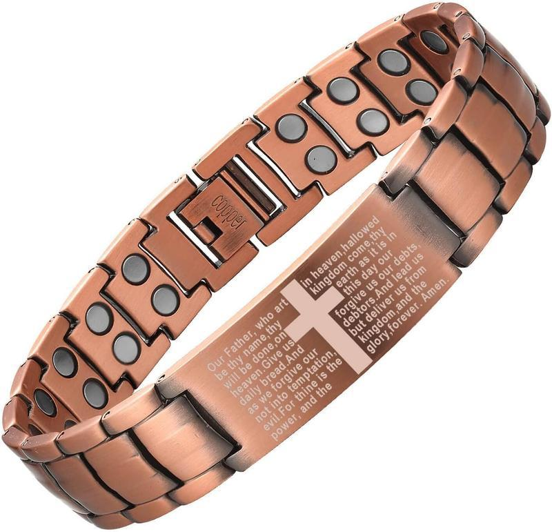 ✝️ God’s Blessing Magnetic Copper Bracelet — Engraved with Bible Prayer for Strength & Healing