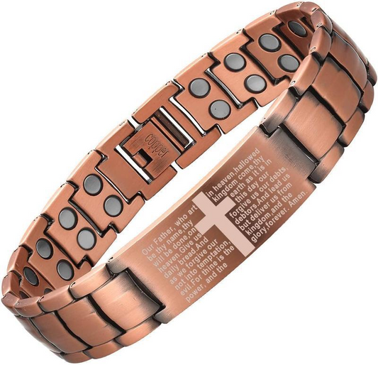 ✝️ God’s Blessing Magnetic Copper Bracelet — Engraved with Bible Prayer for Strength & Healing