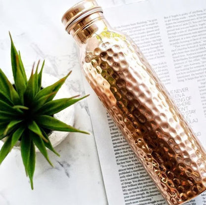 🔥99.9% Copper✨ Handmade Polished Pure Copper Ayurvedic Water Bottle (Free Cup Brush)