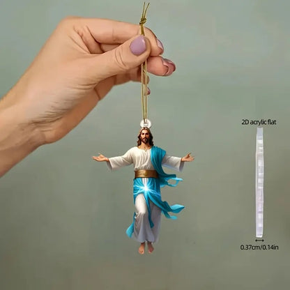 🙏✨ 2D Retro Jesus Car Hanging Decor 🚗 Faith & Peace Gift 🌿