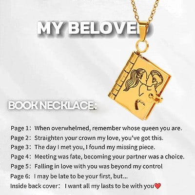 💌My Book Necklace for Daughter,Son or Lover🎁Birthday Day Gift Graduation Jewelry of Love