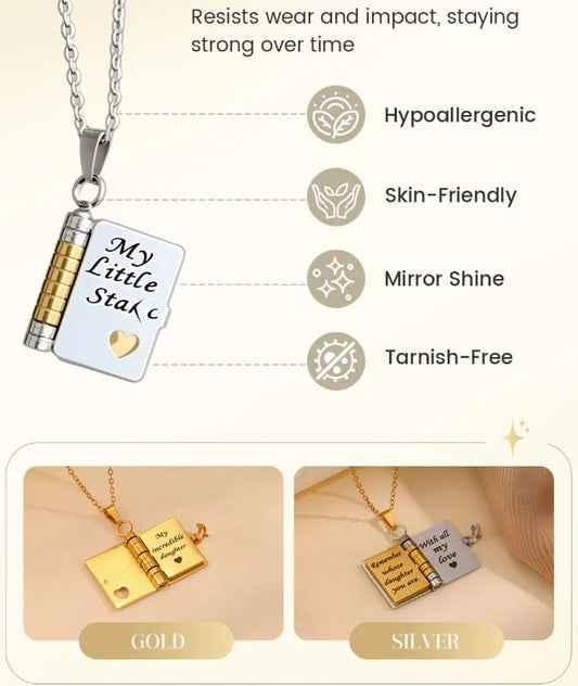 💌My Book Necklace for Daughter,Son or Lover🎁Birthday Day Gift Graduation Jewelry of Love