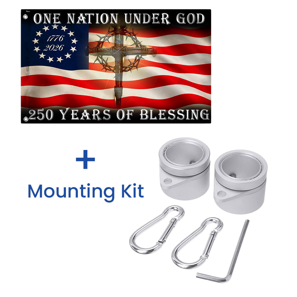 Betsy Ross 250 Years of Blessing American Cross 1776 2026 Grommet Flag
