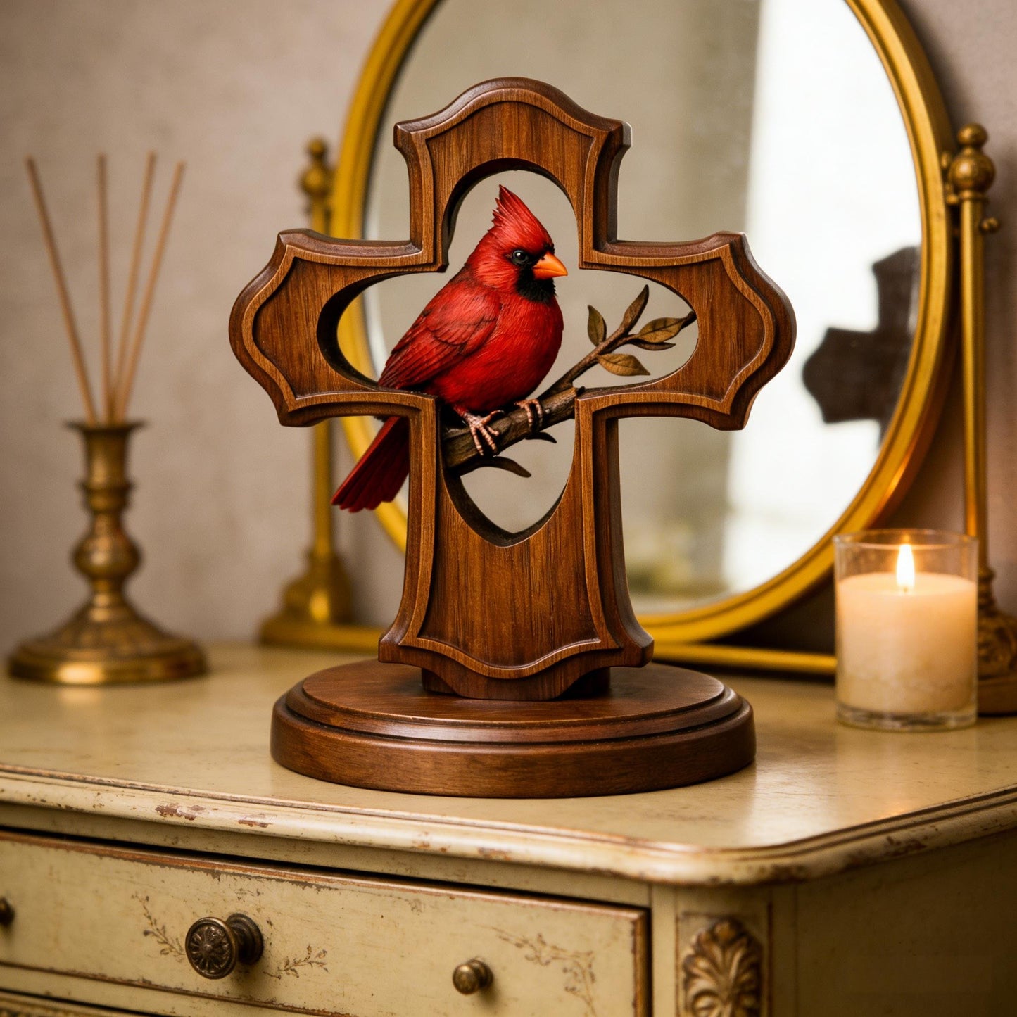🔥Last Day 50% OFF - ❤️✝️Handcrafted Cardinal Cross Ornament