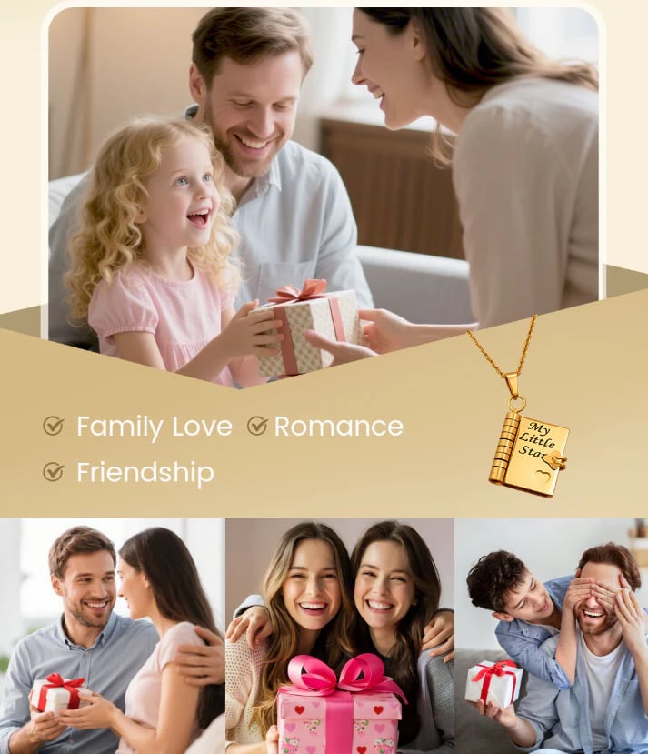 💌My Book Necklace for Daughter,Son or Lover🎁Birthday Day Gift Graduation Jewelry of Love