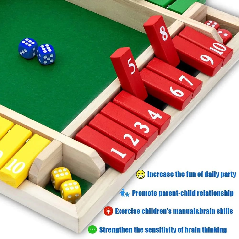 SHUT THE BOX-WOODEN DICE BOARD GAME