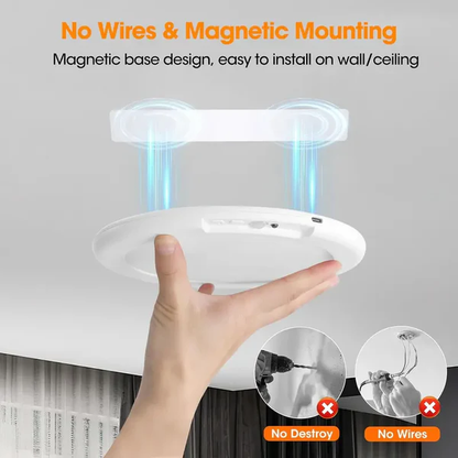 Rechargeable ceiling light with motion sensor, rechargeable ceiling light with remote control - magnetic wireless battery - powered ceiling light for stairs, showers, closets, patios, foyers, porches, etc.