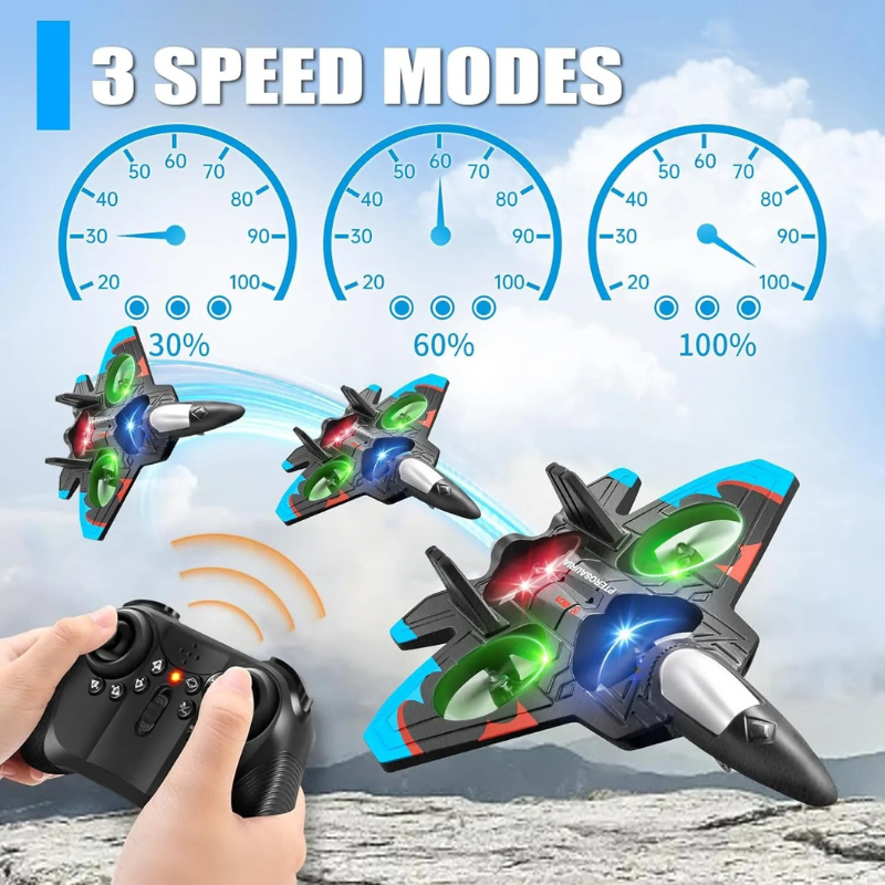 🎁49% OFF For The New Year 2026🎉🎉RC Stunt Fighter Jet Toy for Kids with 360° Flips & LED Lights