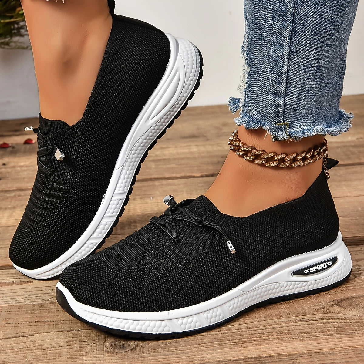 Women's Casual Breathable Sneakers – Lace-Up, Low-Top, Comfortable
