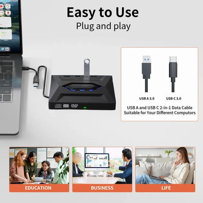Last Day Sale Retro Laptop CD DVD Player USB C 3.0 Portable CD Burner