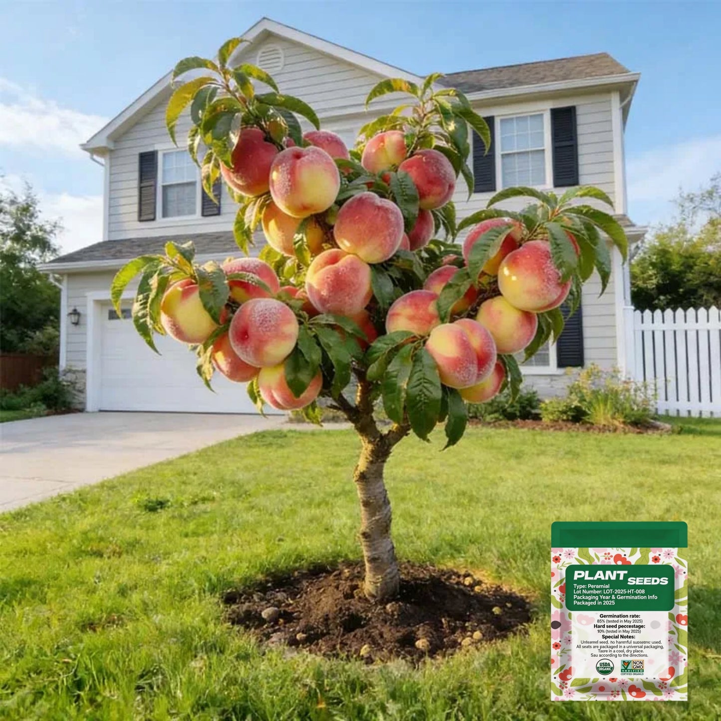 🔥 65K+ SOLD! 🍑 Heirloom "Honey Red" Dwarf Peach Tree Live Seeds