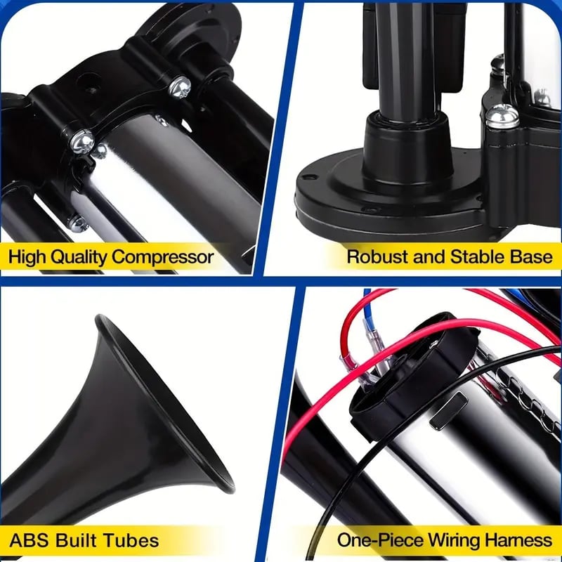 🔥LAST DAY 49% OFF - 🚗🔧2026 Upgraded 12V Dual Air Horn Kit – 130DB Super Loud Dual Horn with Compressor for Cars, Trucks, SUVs, Boats & More(✨Includes installation manual and video guide)