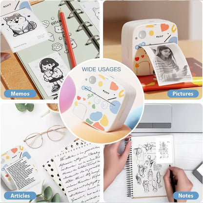 Top Christmas Gift 2025 🎅 XenGro Mini Portable Sticker Printer, Mini Thermal Printer with 3 Rolls Paper, Bluetooth Inkless Printpods, Pocket Label Maker Suitable for Creative Kids