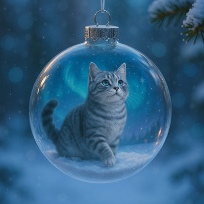 Cute Cat Christmas Glass Ornaments Collection