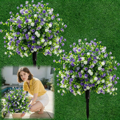 Artificial potted trees with ground stakes