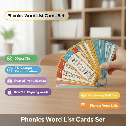 🎁Last Day 50% OFF🔥Phonics Word Cards 117 Sound Groups 900+ Rhyming Words Preschool English Discovery Joy