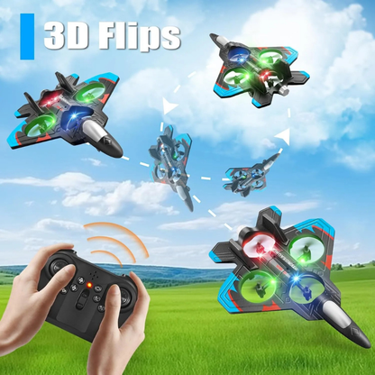 🎁49% OFF For The New Year 2026🎉🎉RC Stunt Fighter Jet Toy for Kids with 360° Flips & LED Lights