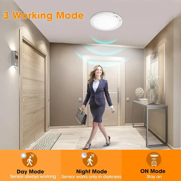 Rechargeable ceiling light with motion sensor, rechargeable ceiling light with remote control - magnetic wireless battery - powered ceiling light for stairs, showers, closets, patios, foyers, porches, etc.