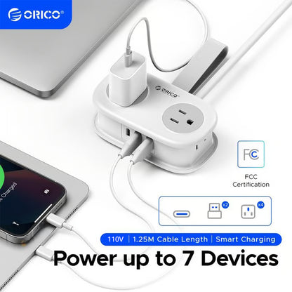 🔌Travel Power Strip, ORICO 4 Outlets 2 USB Ports (1 USB C) with 4FT Wrapped Short Extension Cord Small Power Strip