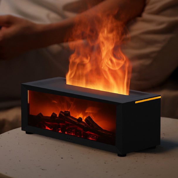 🔥🔥Flame Fireplace Aroma  Diffuser Humidifier Night Light Aromatherapy Timer Gift Atmosphere