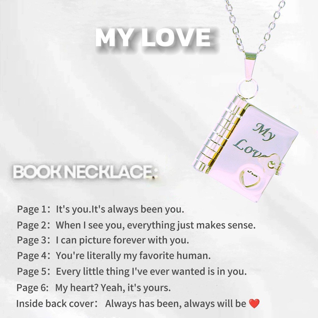💌My Book Necklace for Daughter,Son or Lover🎁Birthday Day Gift Graduation Jewelry of Love