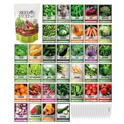 🥦Ultimate Survival Seed Vault (16,000+ Seeds) | 35 Variety Pack🌿|50-Year Shelf Life