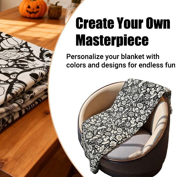 DIY Coloring Blanket 50x60 Inch Fleece Throw for Kids & Adults with 24 Marker Pens