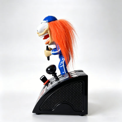 🏁Vintage Gemmy Road Rage Racer Toy | Animated Figure with Light & Sound | Gear-Activated Movement | Orange Hair & Suit