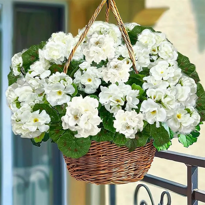 🌸 Lush, UV-Resistant Artificial Geraniums – Real Look, No Maintenance! 🌞🏡