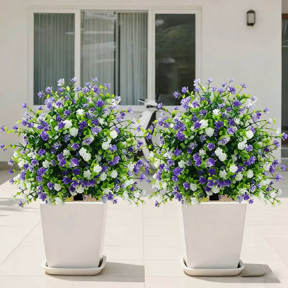 Artificial potted trees with ground stakes