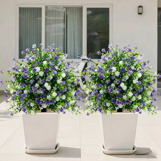 Artificial potted trees with ground stakes