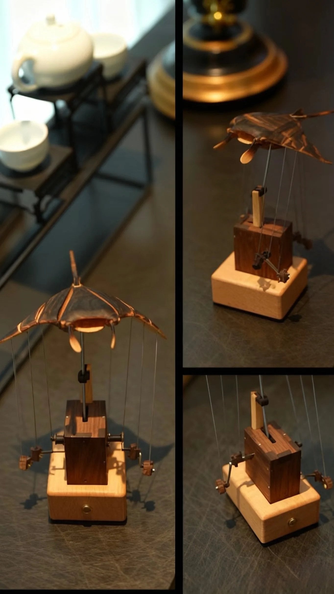 Handcrafted Walnut Manta Ray Automaton – The Ocean’s Silent Glider🎁Buy 2  Free Shipping✈️