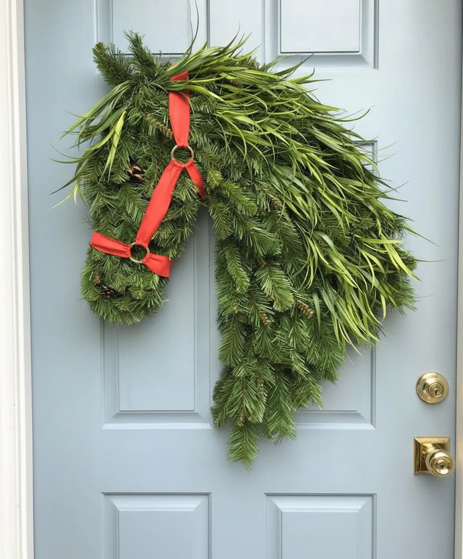 🐴Horse Head Wreath – Rustic Farmhouse Equestrian Door Decor✨