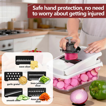 Professional Vegetable Chopper, 15-in-1 Multifunctional Food Chopper