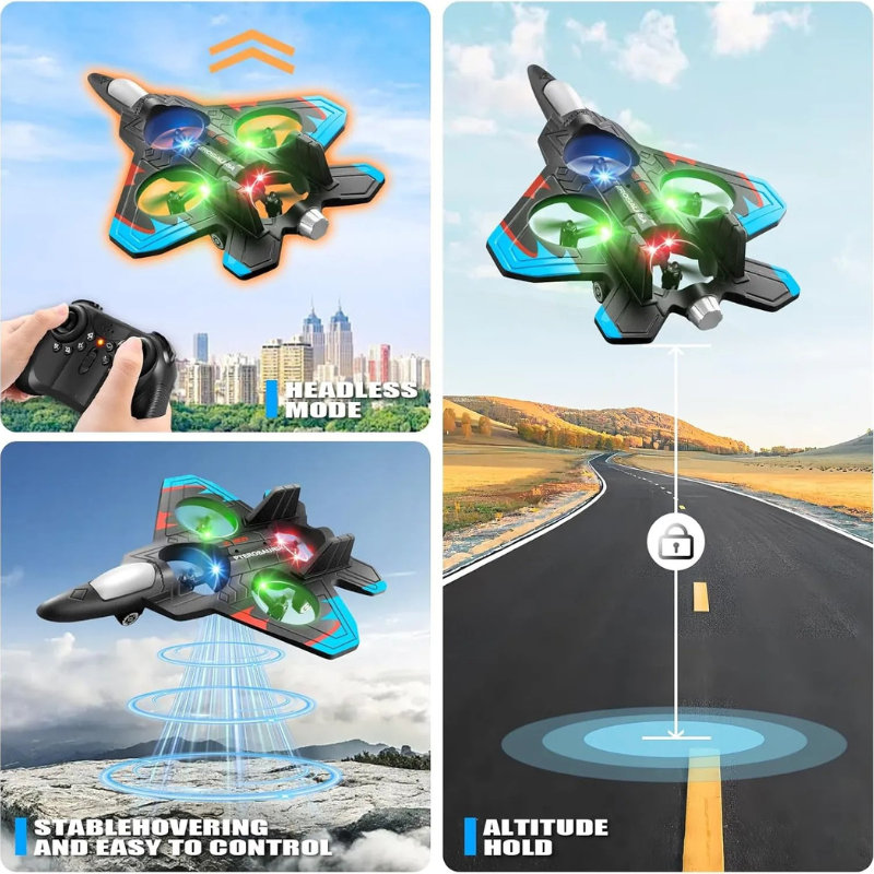 🎁49% OFF For The New Year 2026🎉🎉RC Stunt Fighter Jet Toy for Kids with 360° Flips & LED Lights